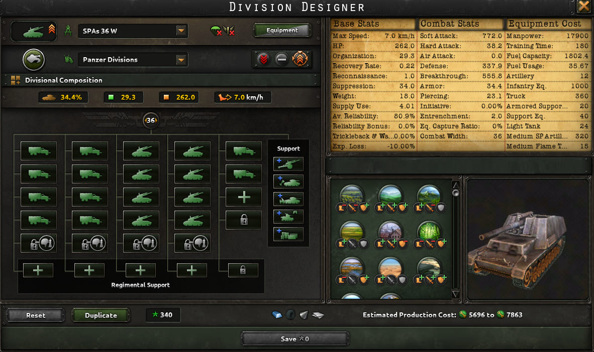 Designer: SP Artillery, Combat Width 36